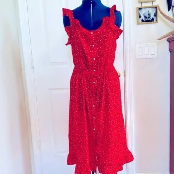 Shein Red Floral Ruffle Sundress - Picture 1 of 8